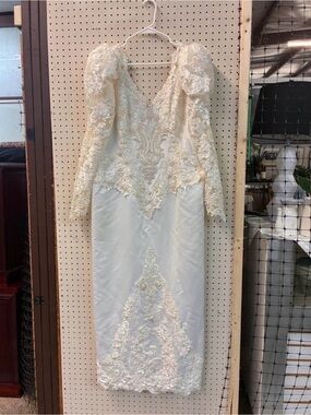 Ivory Lace-Embroidered Long Sleeve Wedding Dress